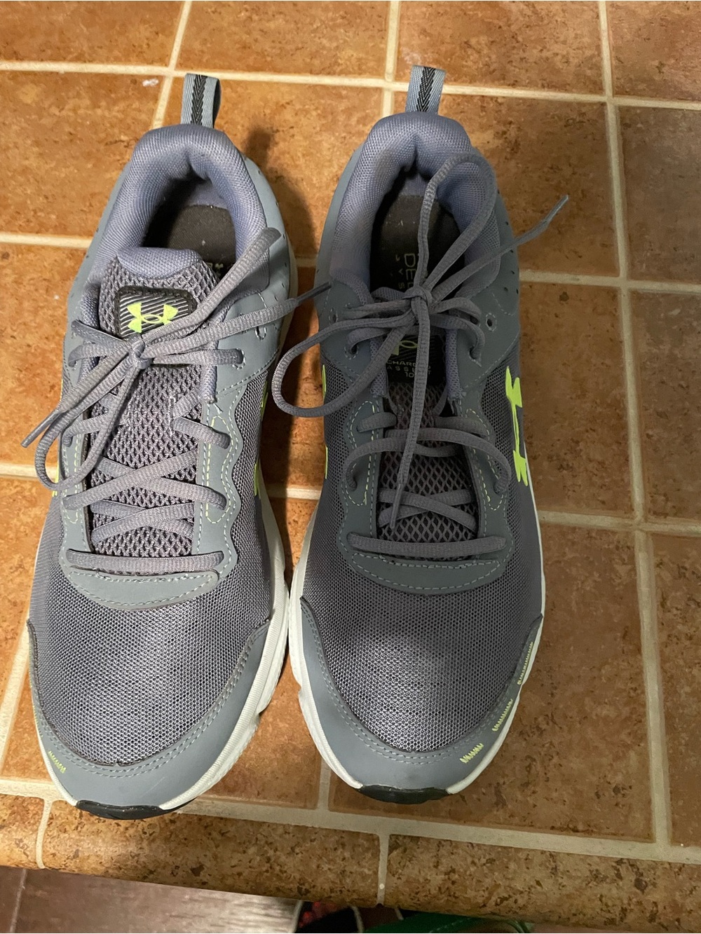 Under Armour Men’s Gray Athletic Sneakers with Lime Logo